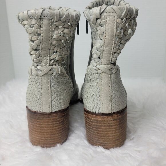 Free People In The Loop Woven Womens Bootie Size 8.5 Gray Leather Zip Boots - Picture 4 of 8